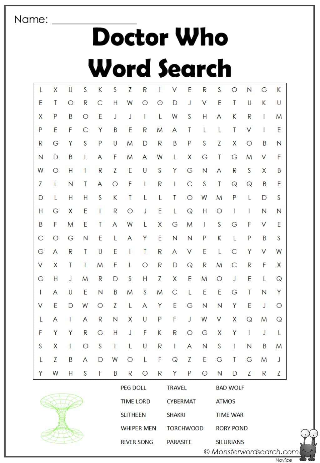 doctor who word search - Monster Word Search