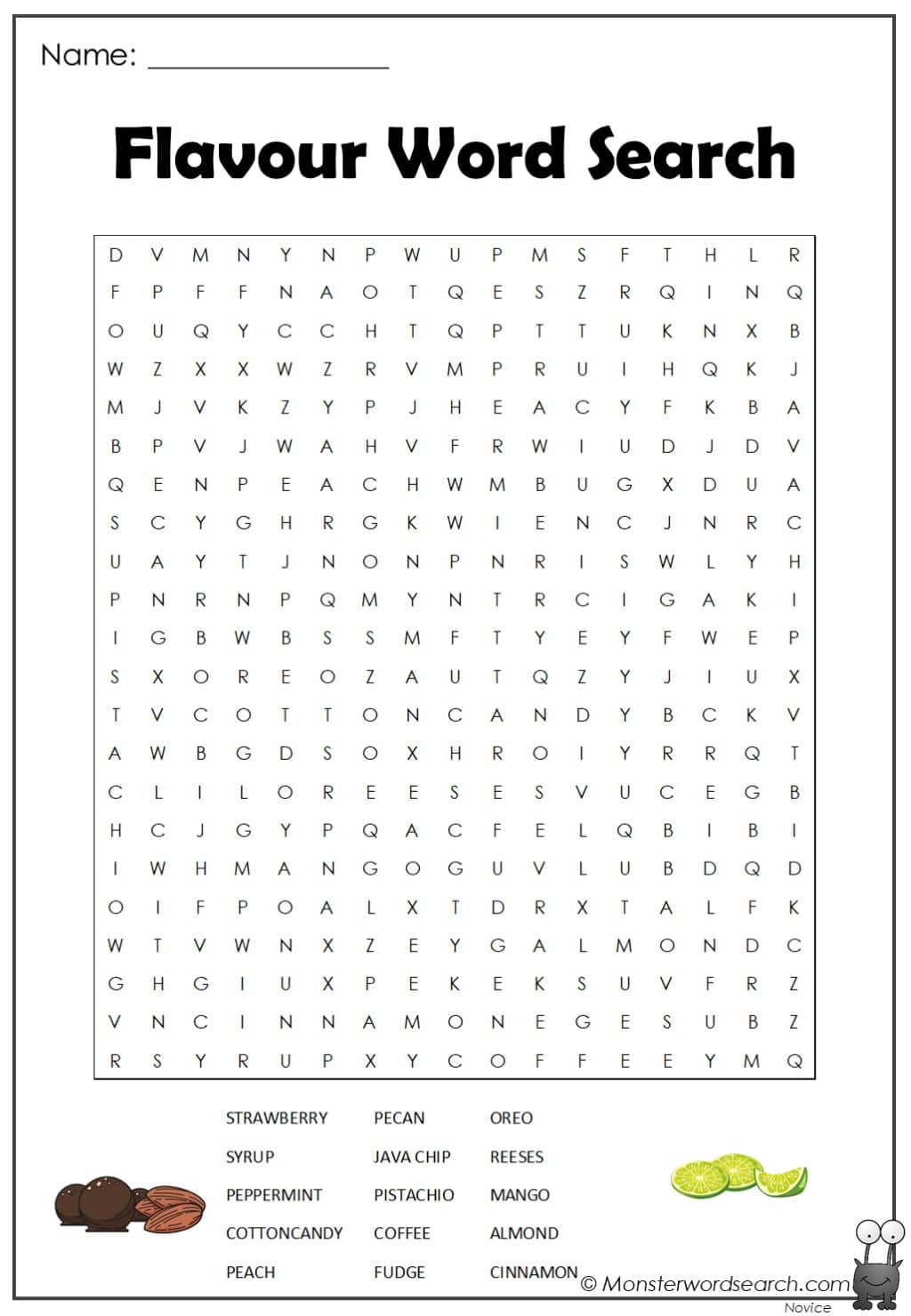 flavour word search - Monster Word Search